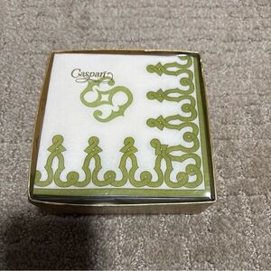 Caspari Box Of 30 Cocktail Airlaid Napkins Initial S Green